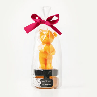 Bio-Honig mit Bienenwachskerze Teddybär
